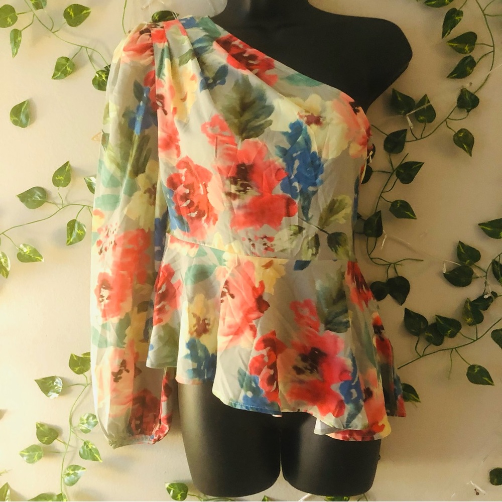 Off shoulder print blouse